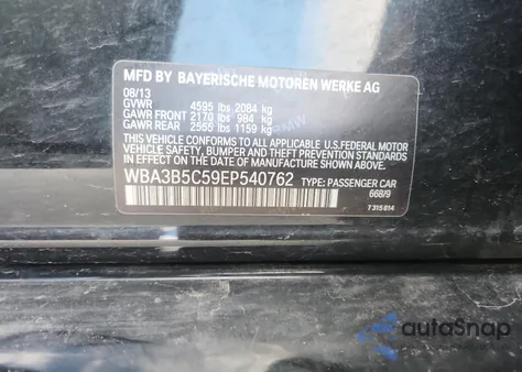 2014 BMW 328 Xi Sulev из США, поврежденный, VIN WBA3B5C59EP540762